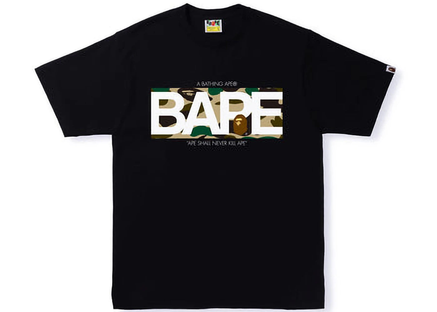 BAPE 1st Camo BAPE Logo Tee Black Yellow