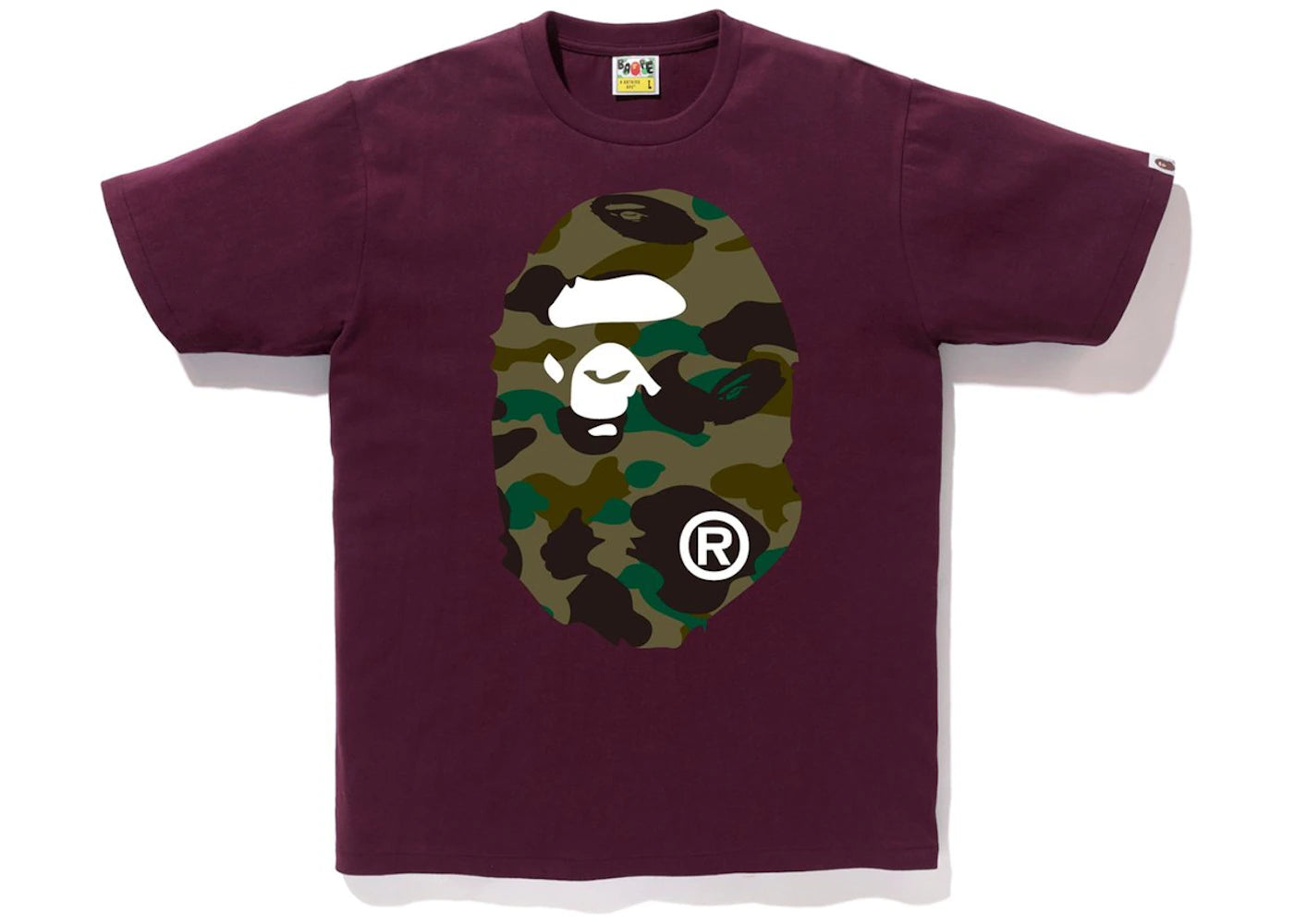 BAPE 1st Camo Big Ape Head Tee Burgundy/Green