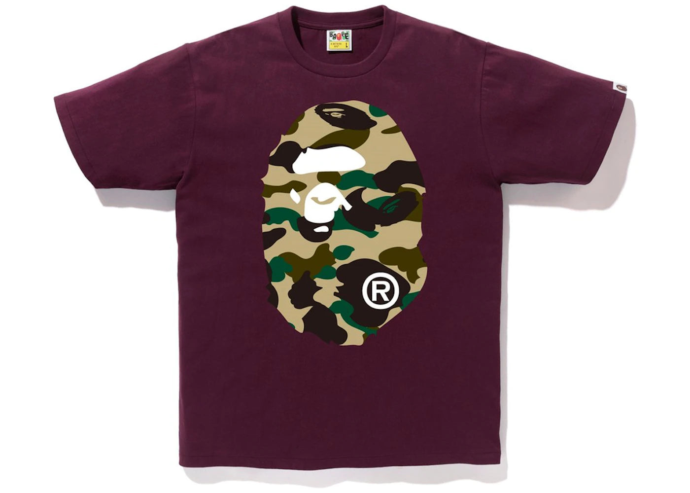 BAPE 1st Camo Big Ape Head Tee Burgundy/Yellow