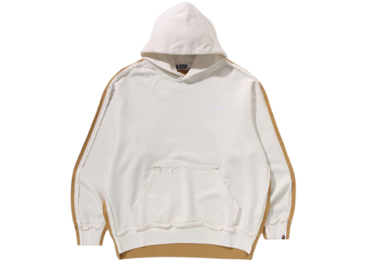 BAPE 1st Camo Blocking Raw Edge Relaxed Fit Pullover Hoodie Ivory