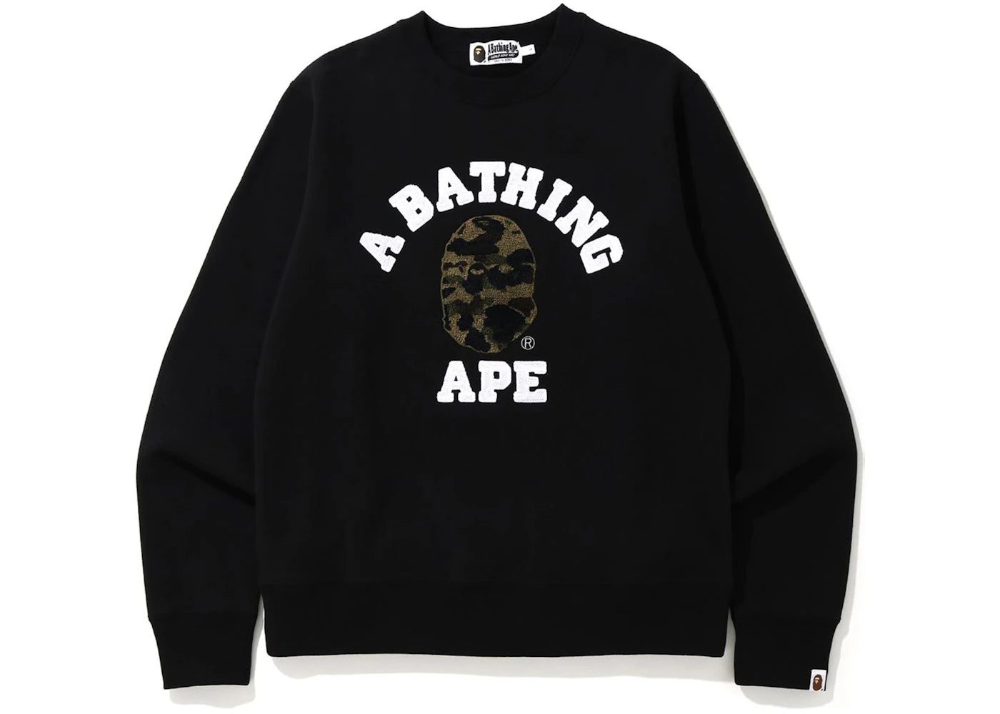 BAPE 1st Camo College Embroidered Crewneck Black