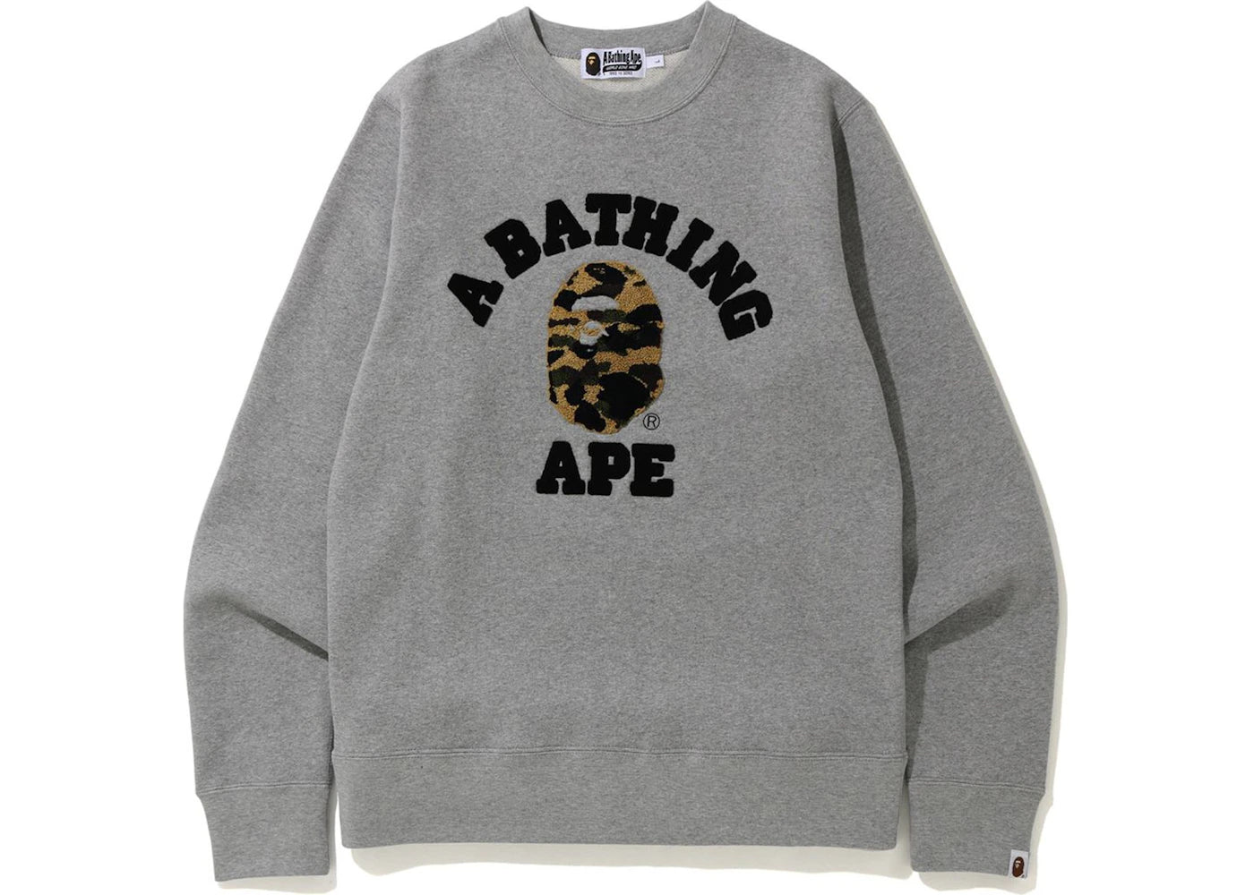 BAPE 1st Camo College Embroidered Crewneck Grey