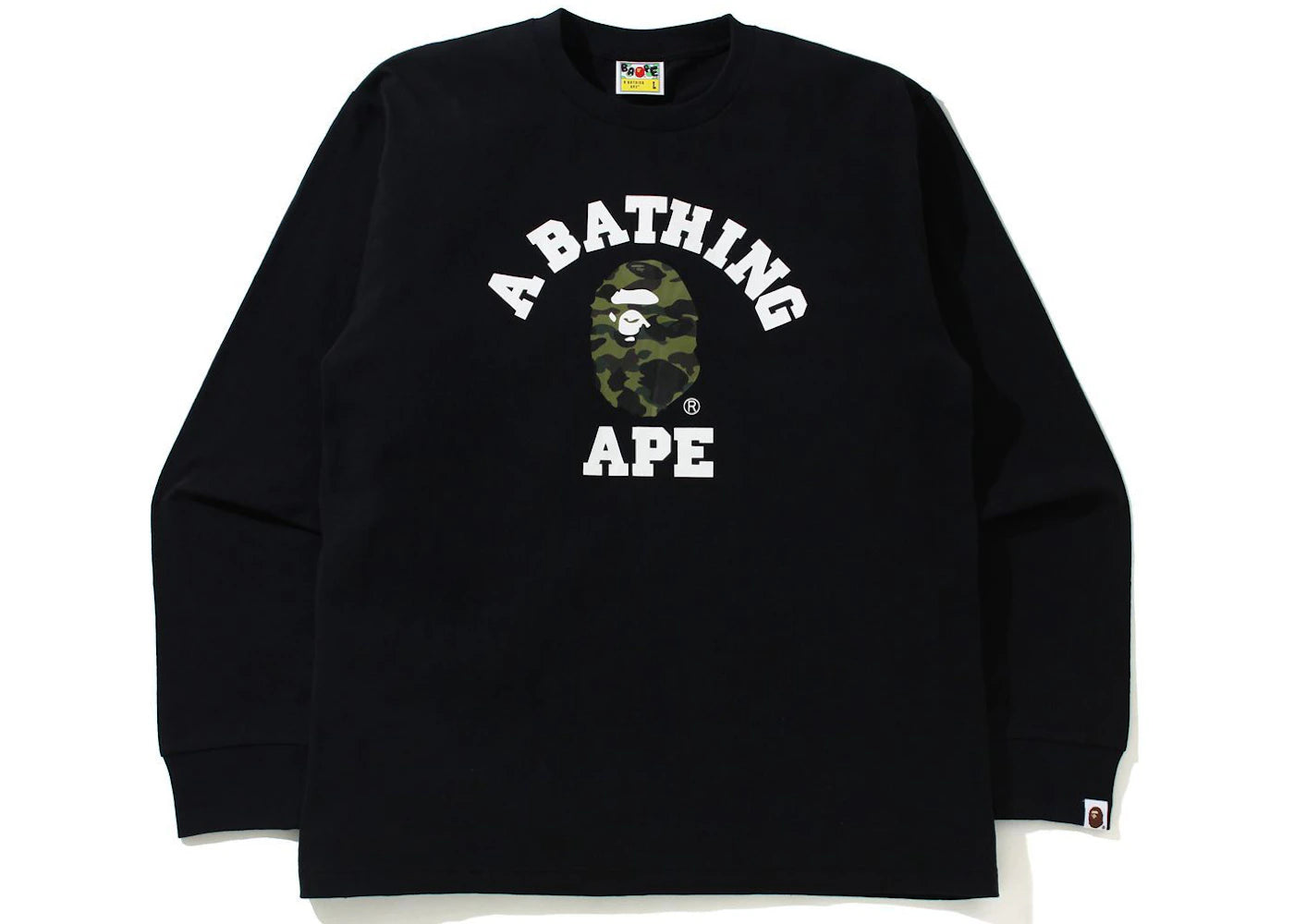 BAPE 1st Camo College L/S Tee (SS21) Black/Green