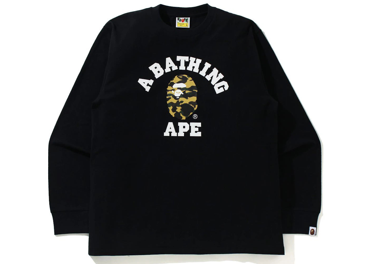 BAPE 1st Camo College L/S Tee (SS21) Black/Yellow