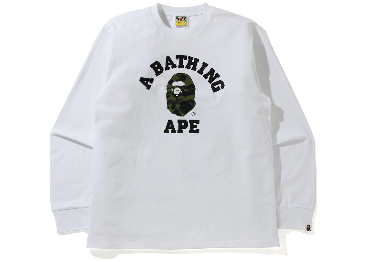 BAPE 1st Camo College L/S Tee (SS21) White/Green