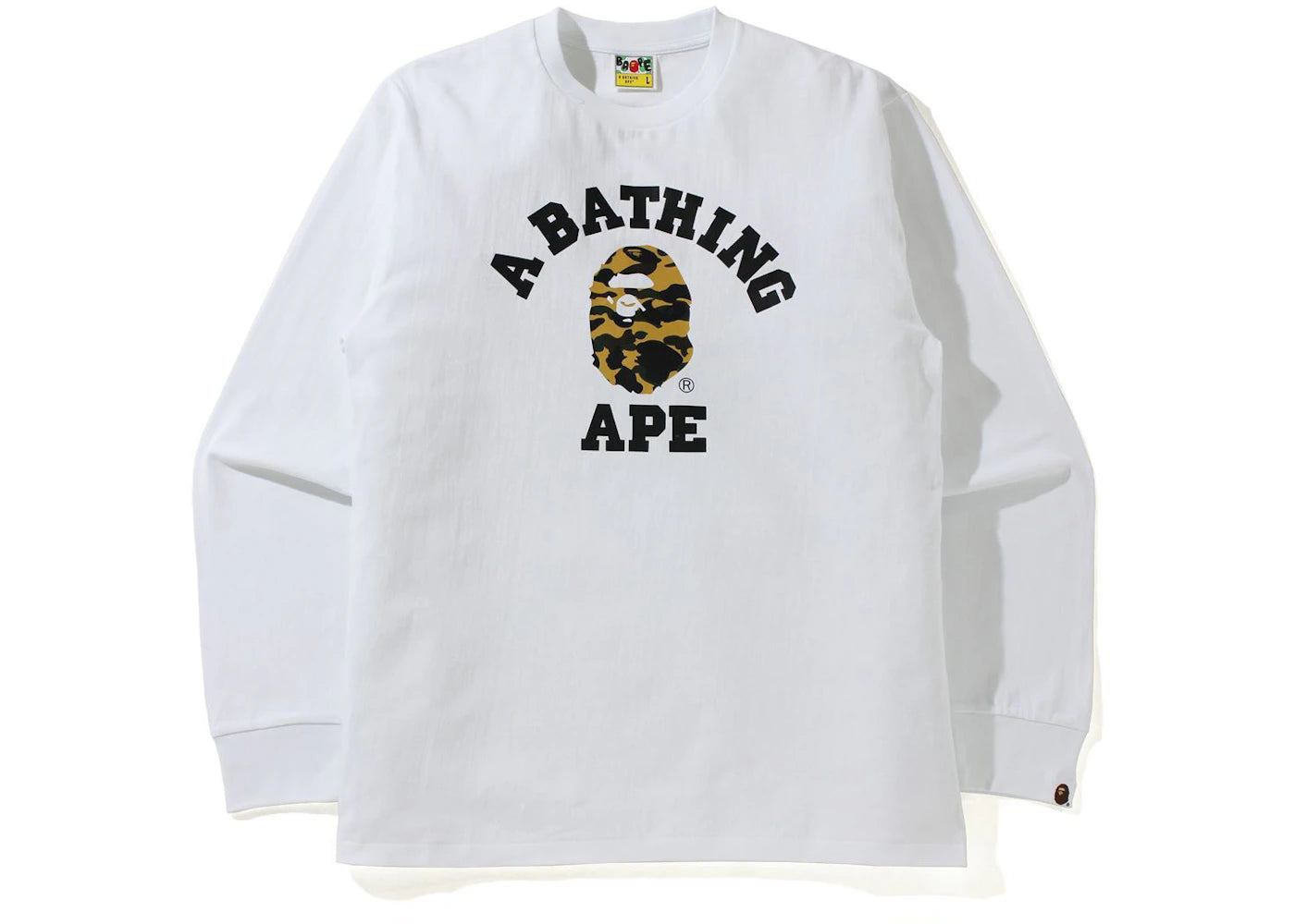 BAPE 1st Camo College L/S Tee (SS21) White/Yellow