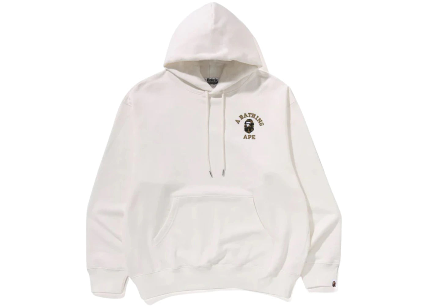 BAPE 1st Camo College Logo Relaxed Fit Pullover Hoodie Ivory
