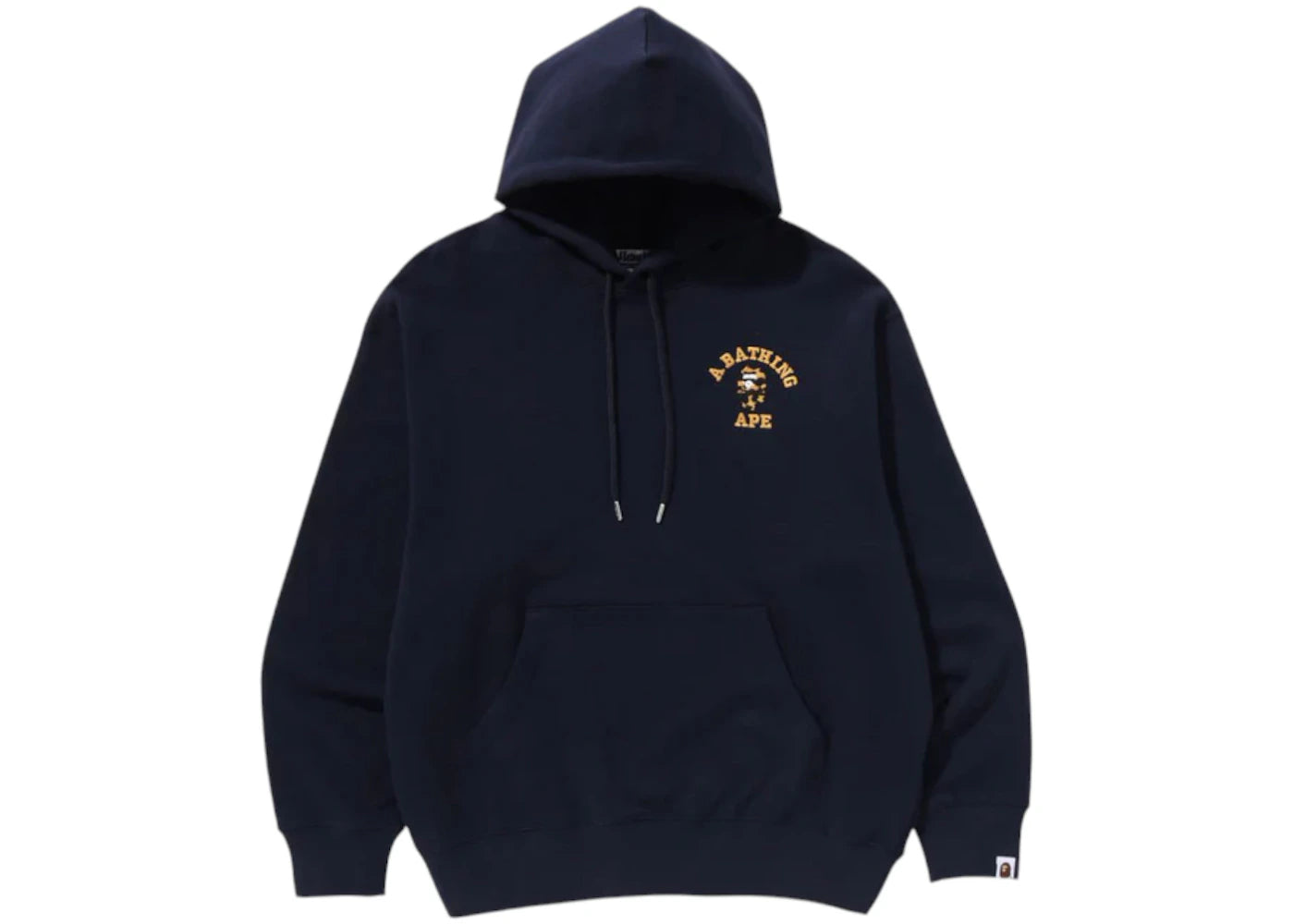 BAPE 1st Camo College Logo Relaxed Fit Pullover Hoodie Navy