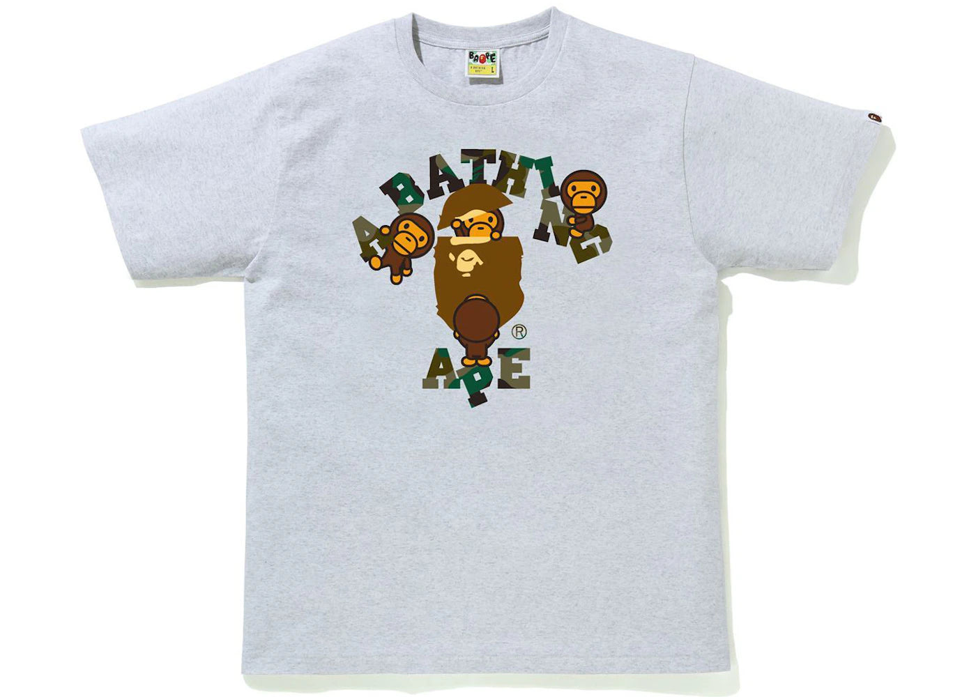 BAPE 1st Camo College Milo Tee Grey/Green