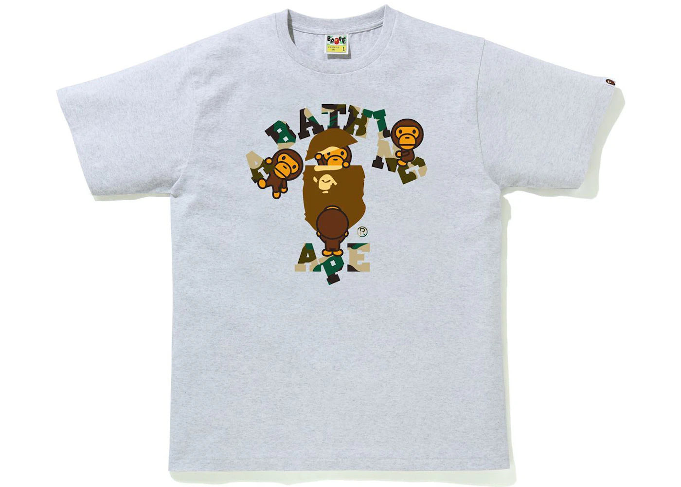 BAPE 1st Camo College Milo Tee Grey/Yellow