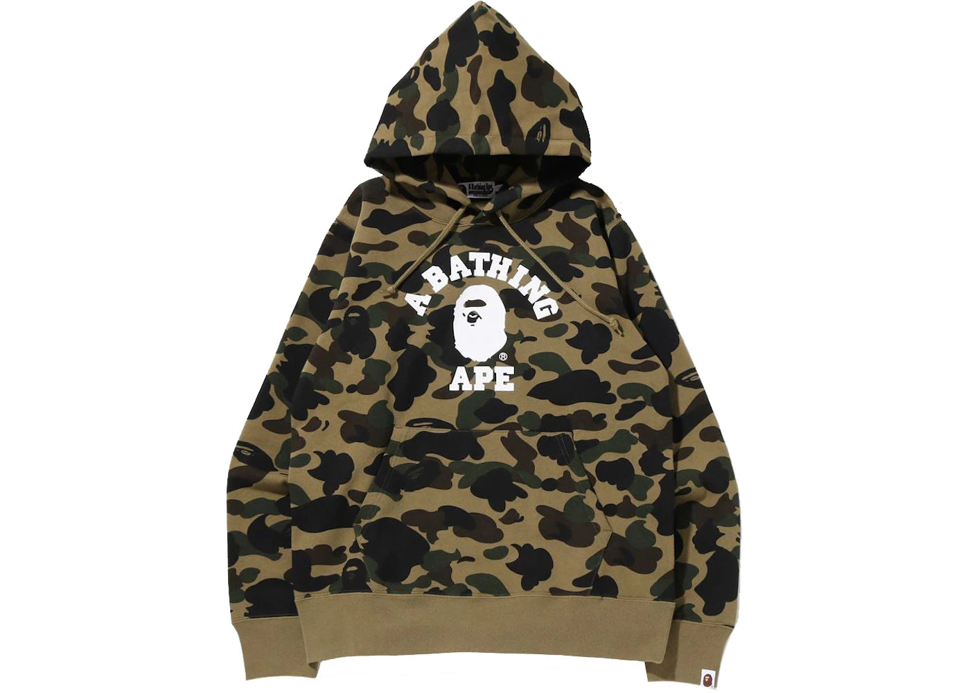 BAPE 1st Camo College Pullover Hoodie Green