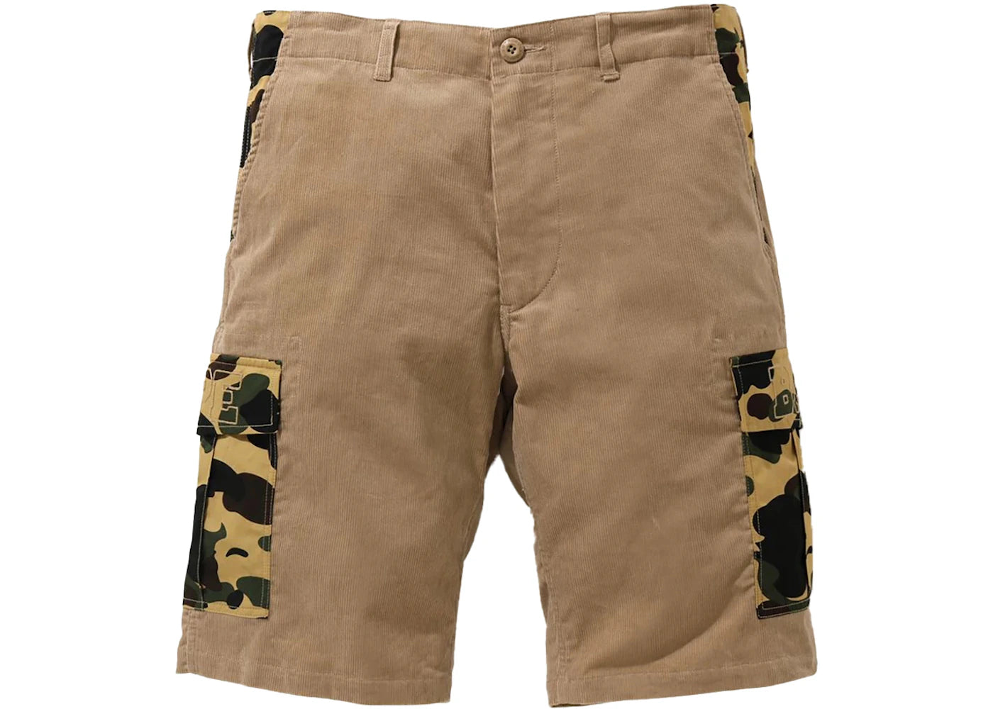 BAPE 1st Camo Corduroy Wide 6Pocket Shorts Beige