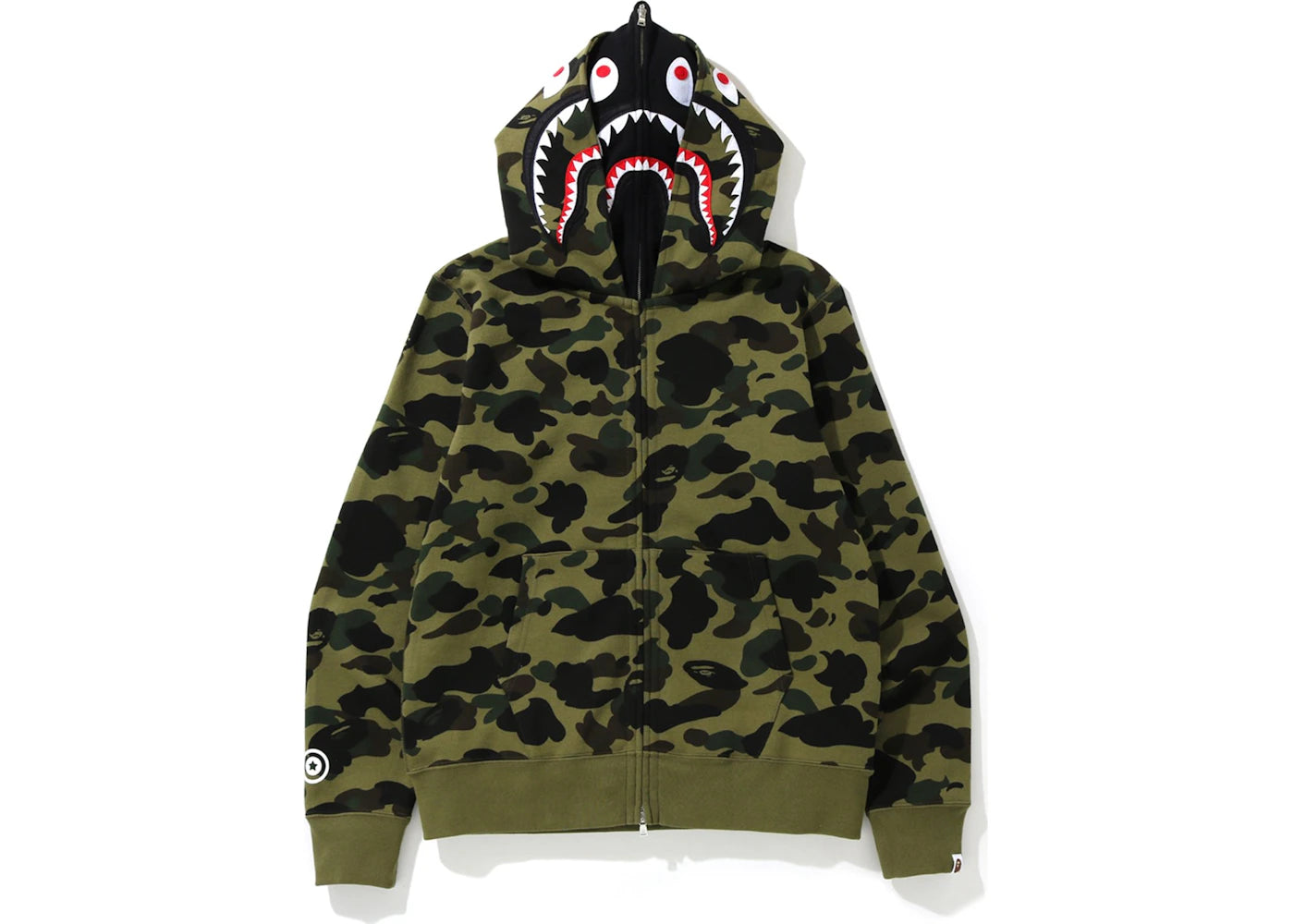 BAPE 1st Camo Shark Full Zip Double Hoodie Green
