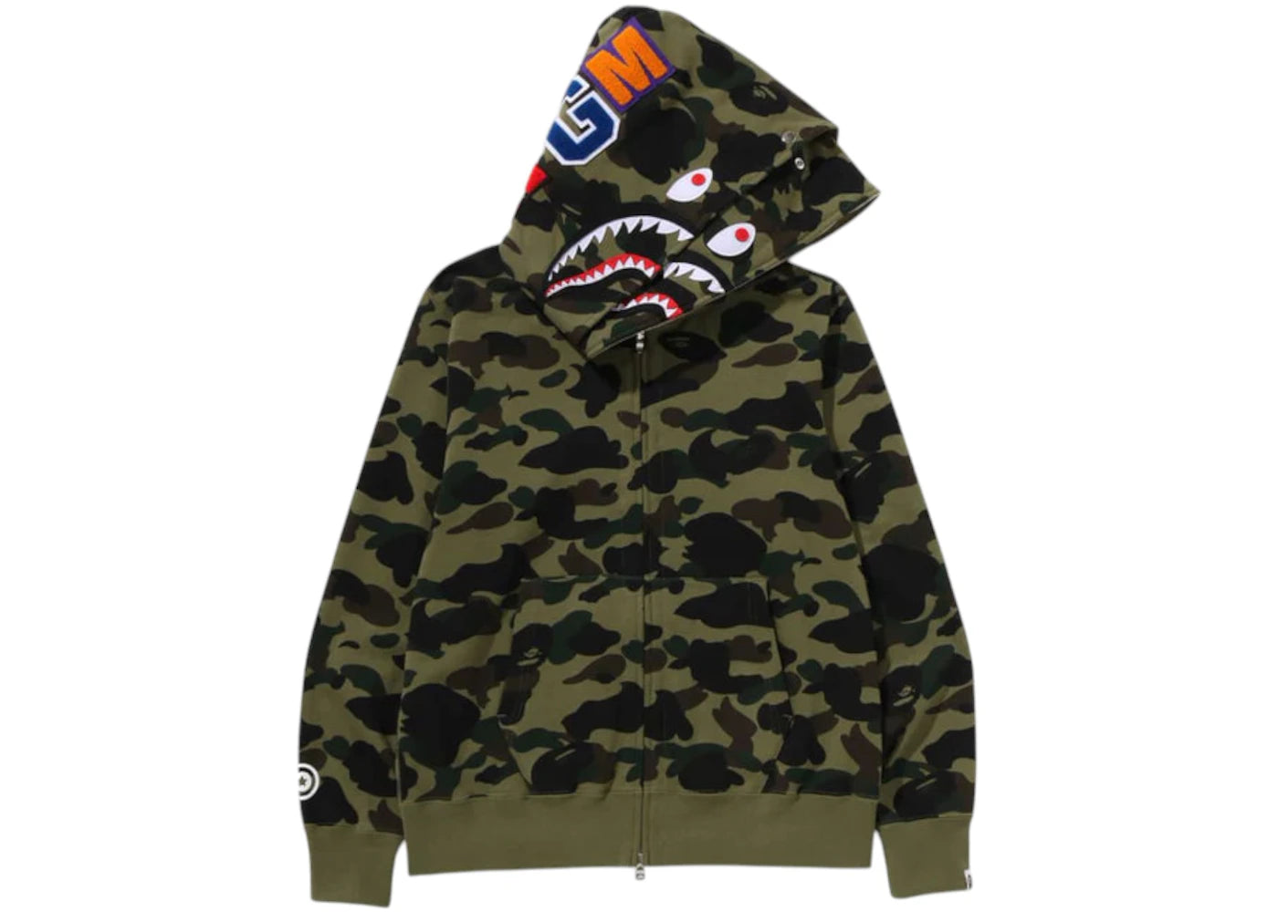 BAPE 1st Camo Shark Full Zip Double Hoodie (SS25) Green