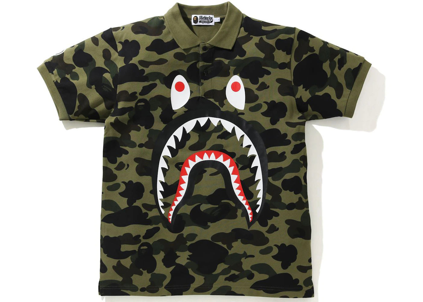 BAPE 1st Camo Shark Polo Green