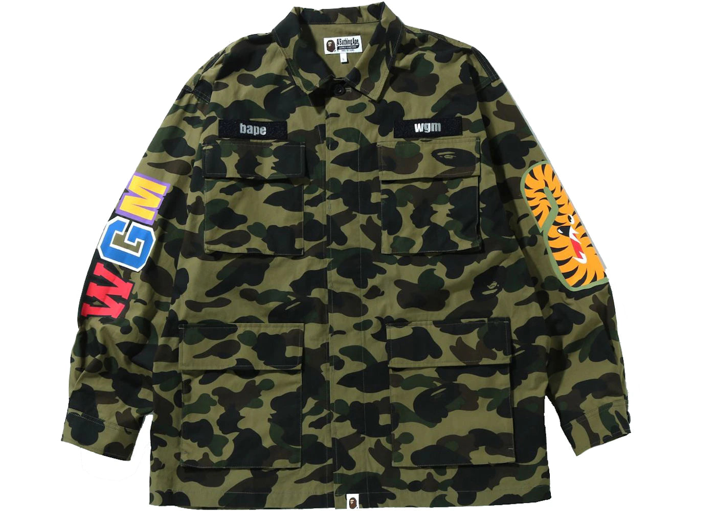 BAPE 1st Camo Shark Relaxed Fit Military Shirt Green