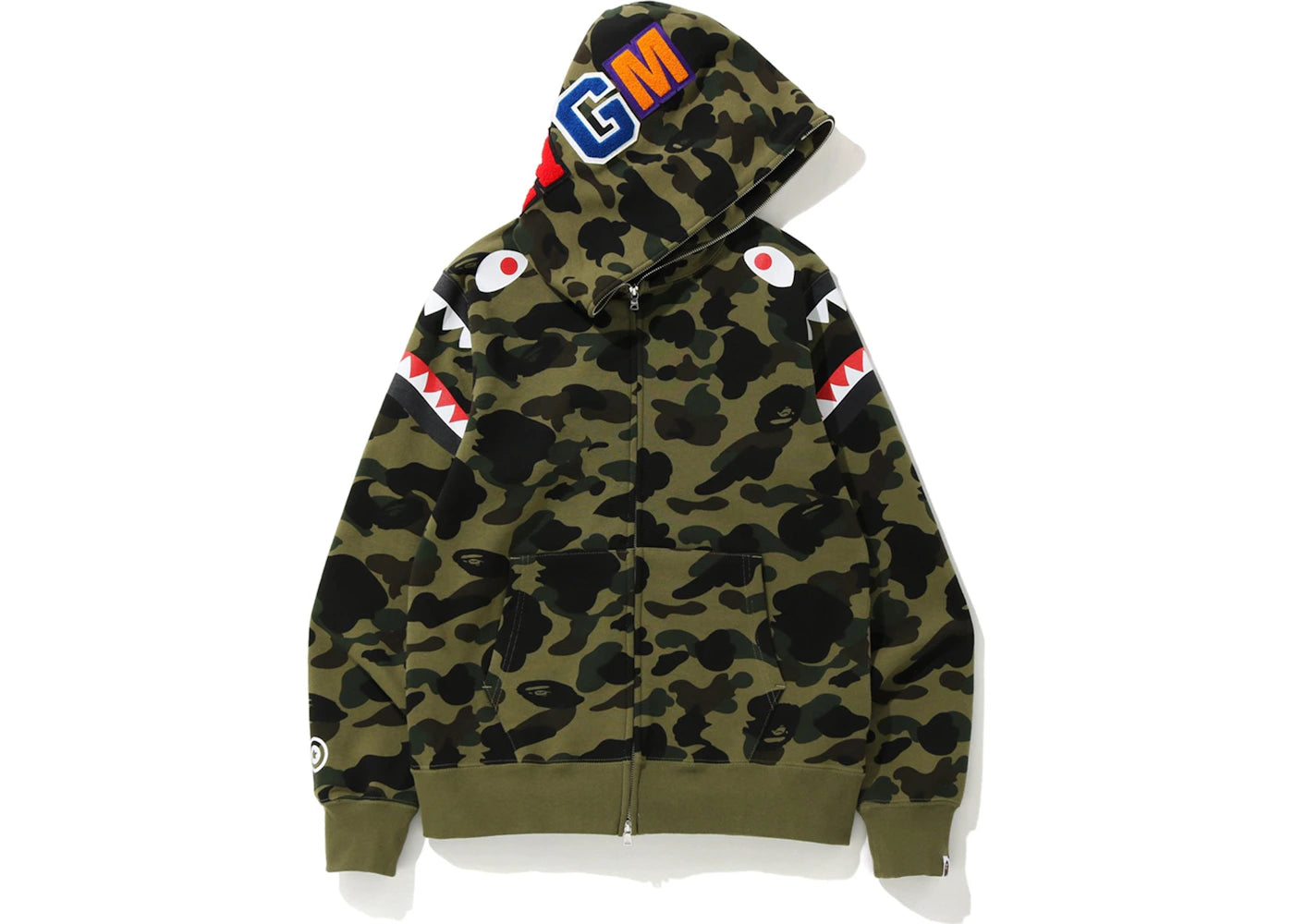 BAPE 1st Camo Shark Shoulder Full Zip Hoodie Green