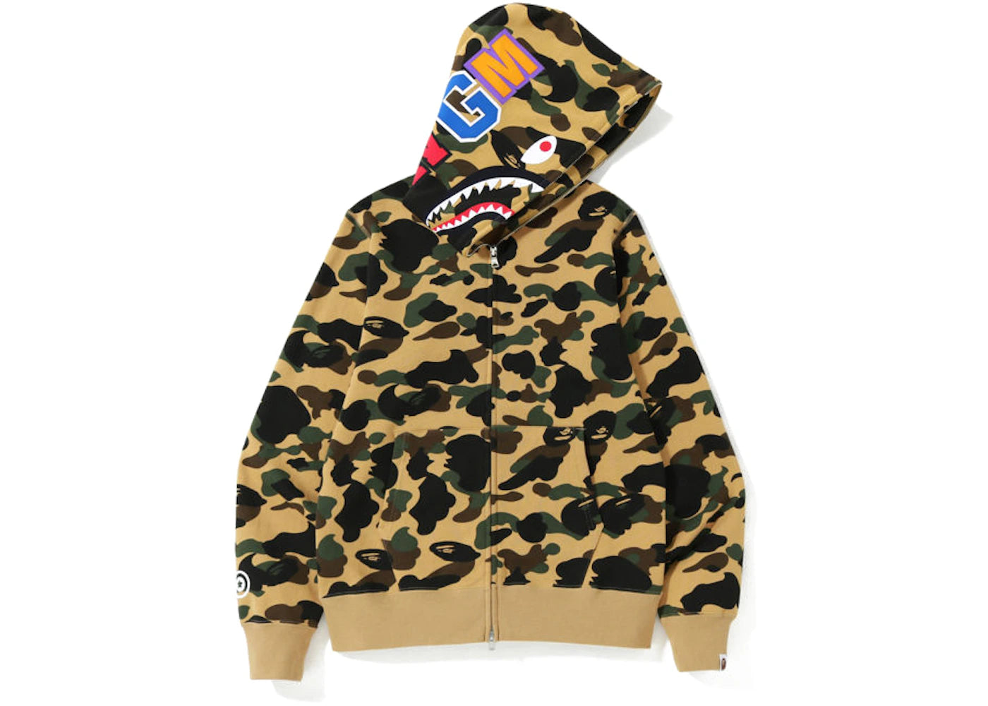 BAPE 1st Camo Shark Zip Hoodie Misted Yellow