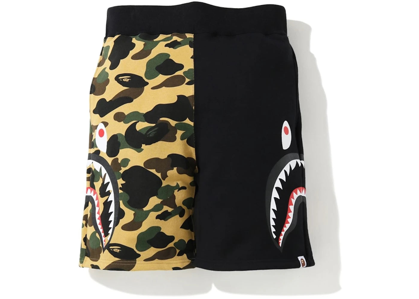 BAPE 1st Camo Side Shark Sweatshort Black/Yellow