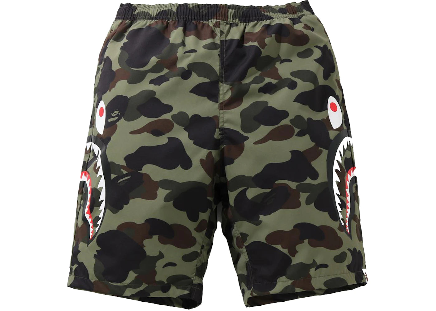 BAPE 1st Camo Side Shark Beach Shorts Green