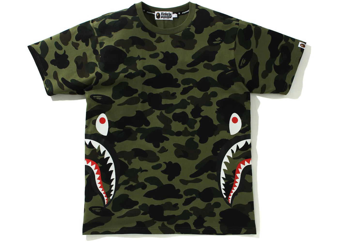 BAPE 1st Camo Side Shark Tee Green