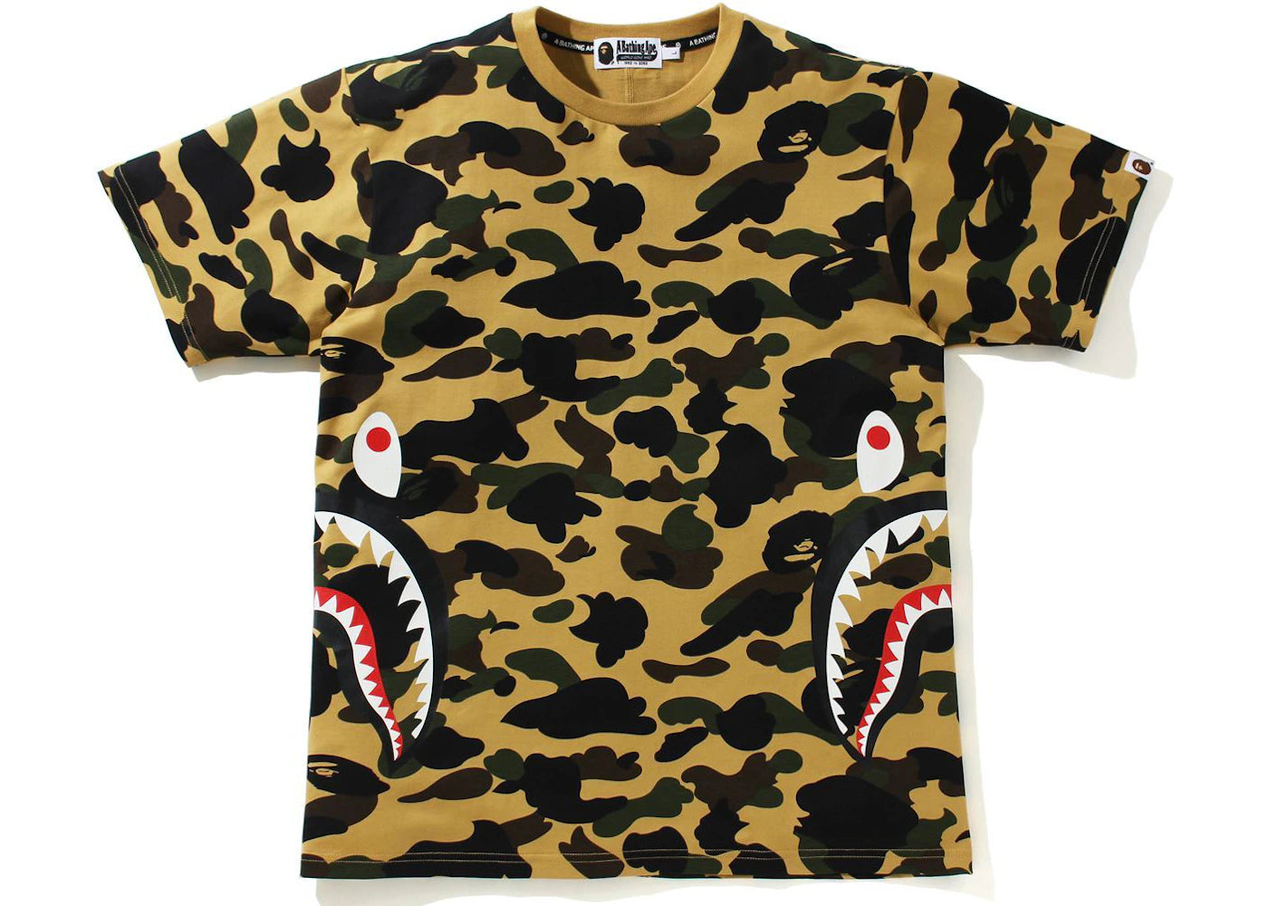 BAPE 1st Camo Side Shark Tee Yellow
