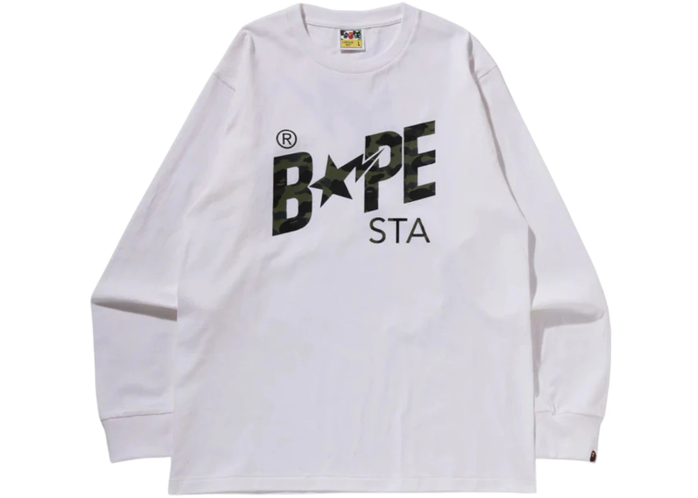BAPE 1st Camo Sta L/S Tee White/Green