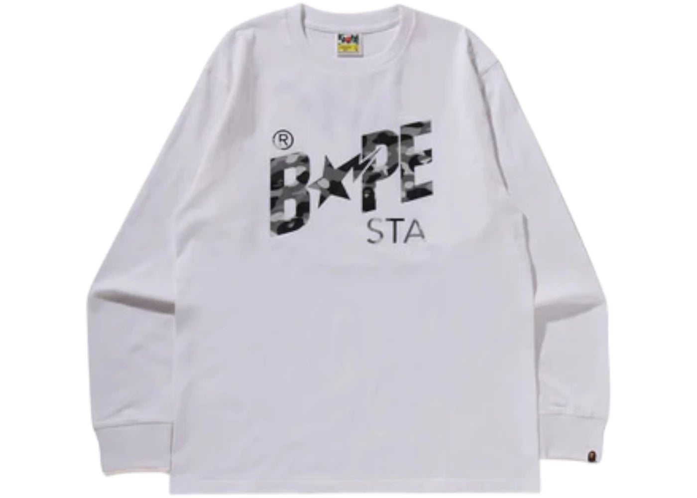 BAPE 1st Camo Sta L/S Tee White/Grey