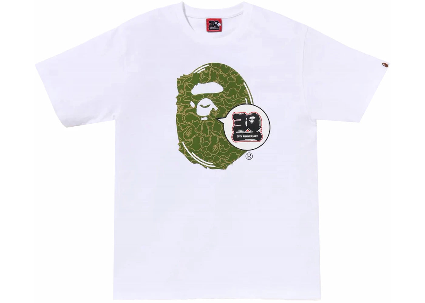 BAPE 30th Anniversary Ape Head Tee White/Green