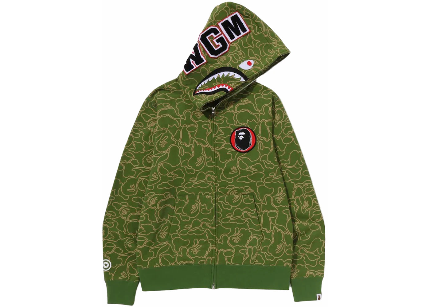 BAPE 30th Anniversary Line Camo Shark Full Zip Hoodie Green