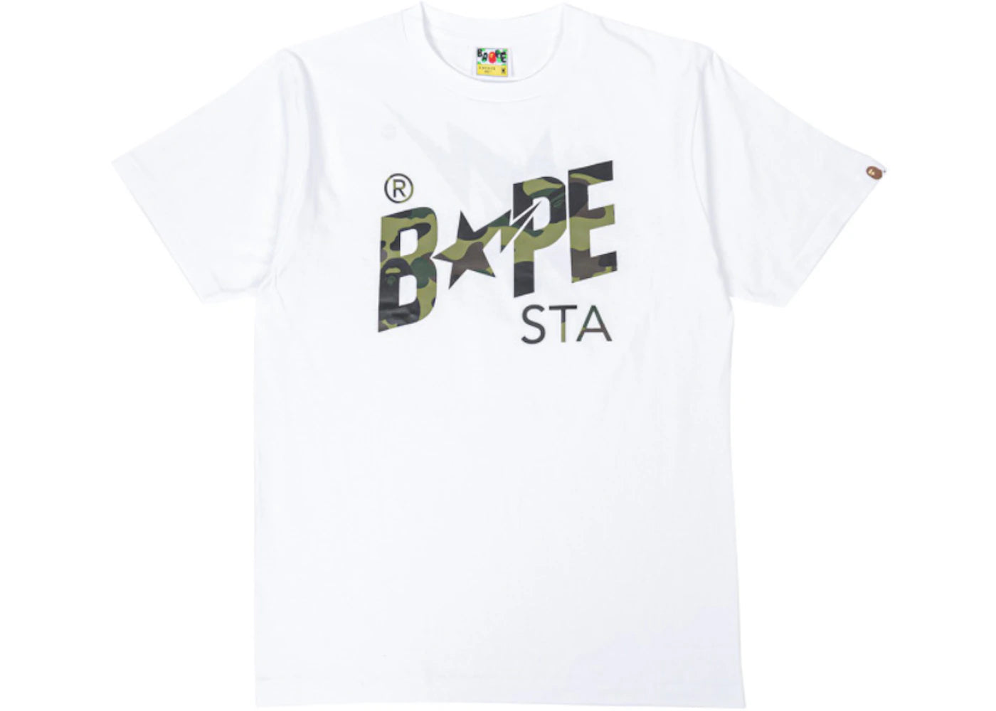 BAPE A Bathing Ape 1st Camo BAPE STA Logo Tee White/Green