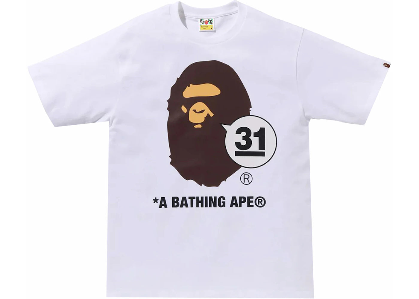 BAPE A Bathing Ape 31st Anniversary Ape Head Tee White