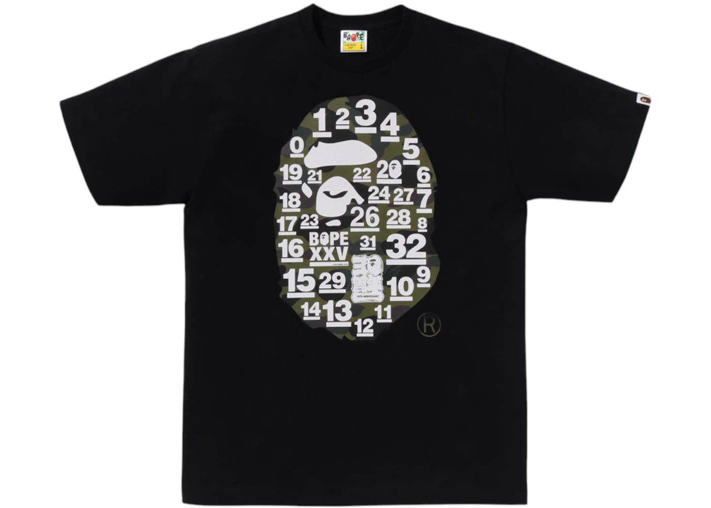 BAPE A Bathing Ape 32nd Anniversary 1st Camo Big Ape Head Tee Black/Green