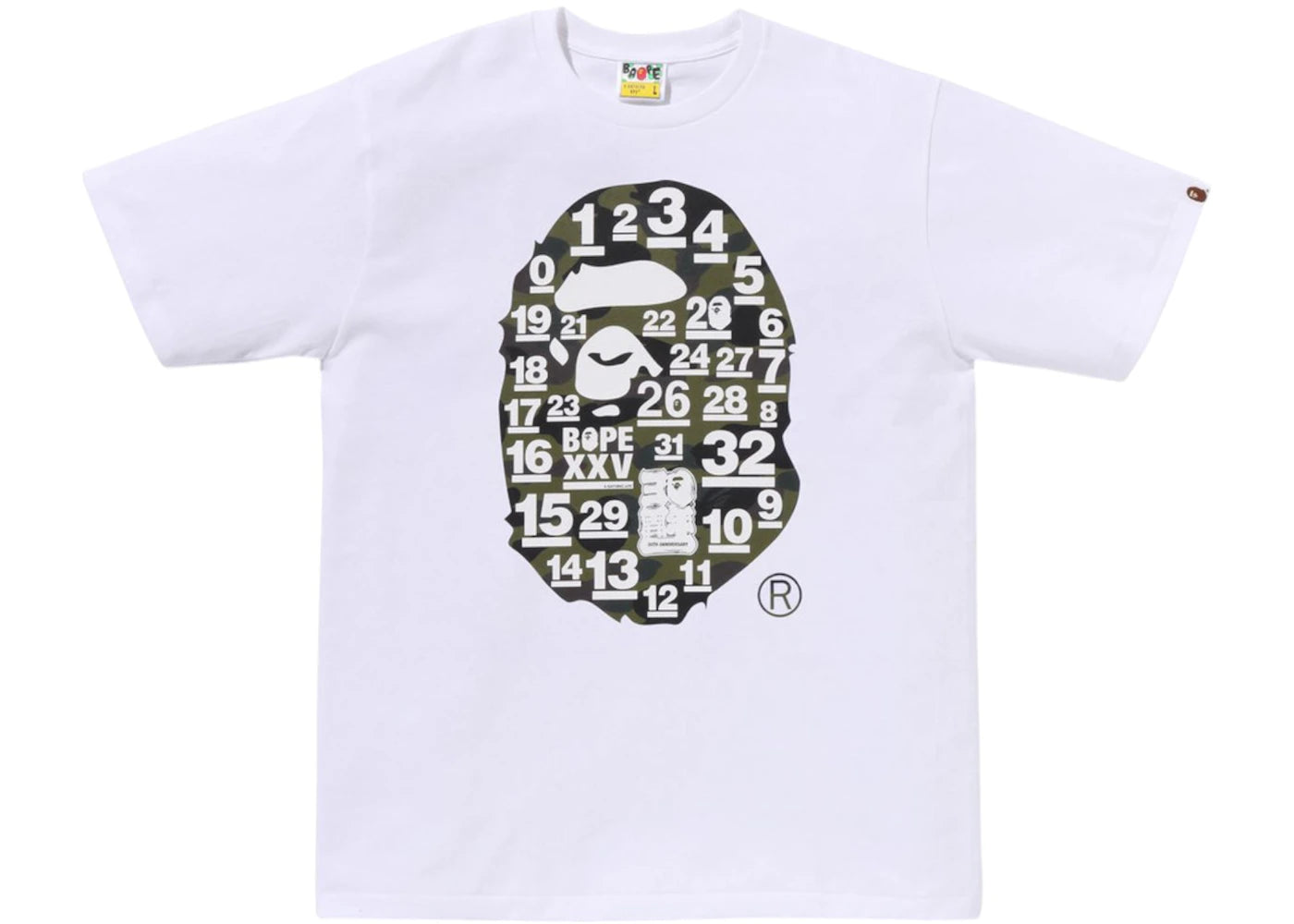 BAPE A Bathing Ape 32nd Anniversary 1st Camo Big Ape Head Tee White/Green