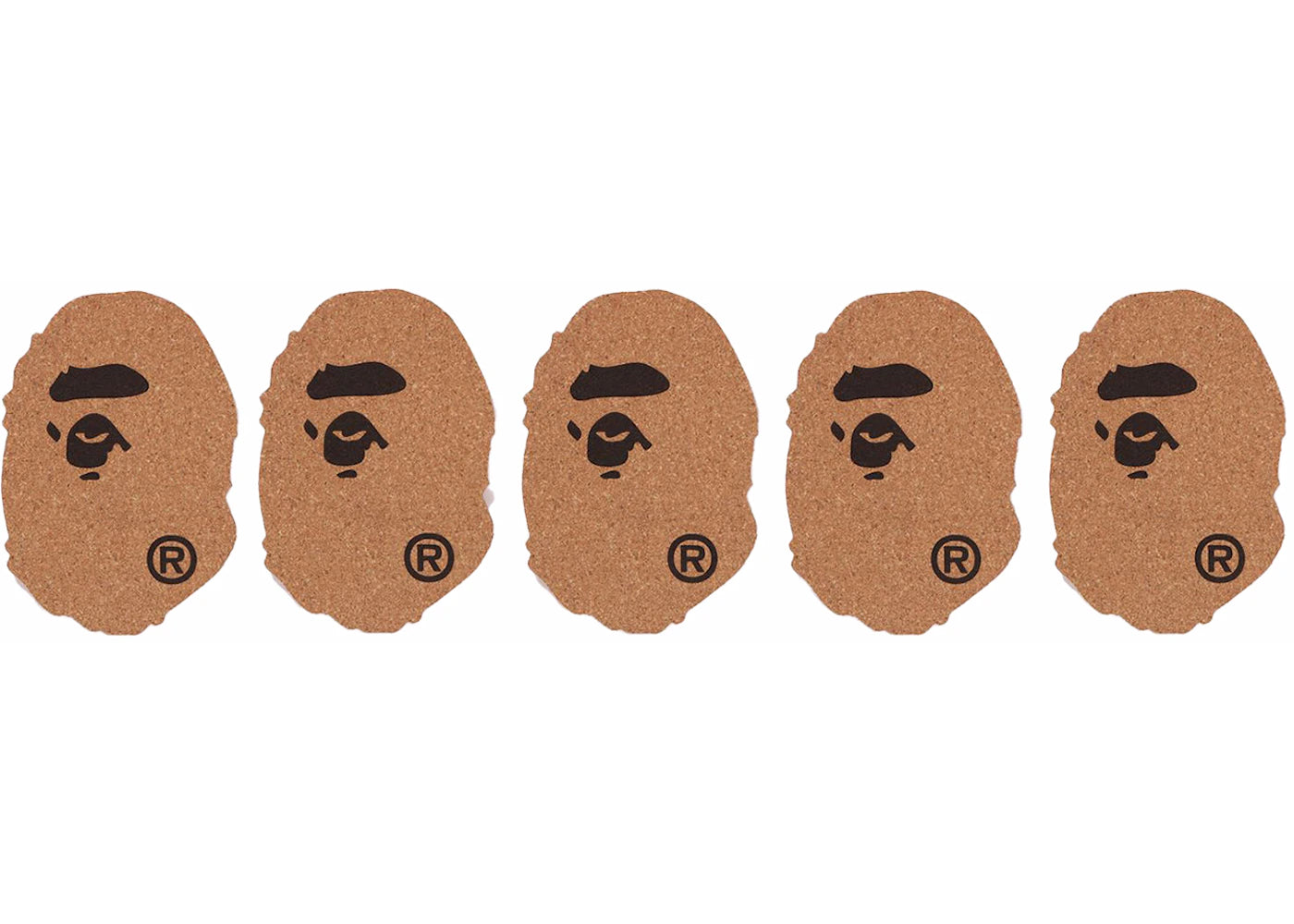 BAPE A Bathing Ape Ape Head Cork Coaster Set Beige