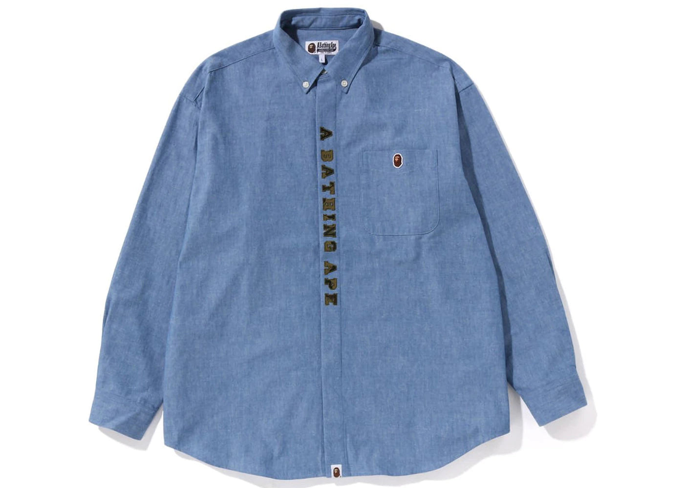 BAPE A Bathing Ape Applique BD Loose Fit Shirt Light Indigo