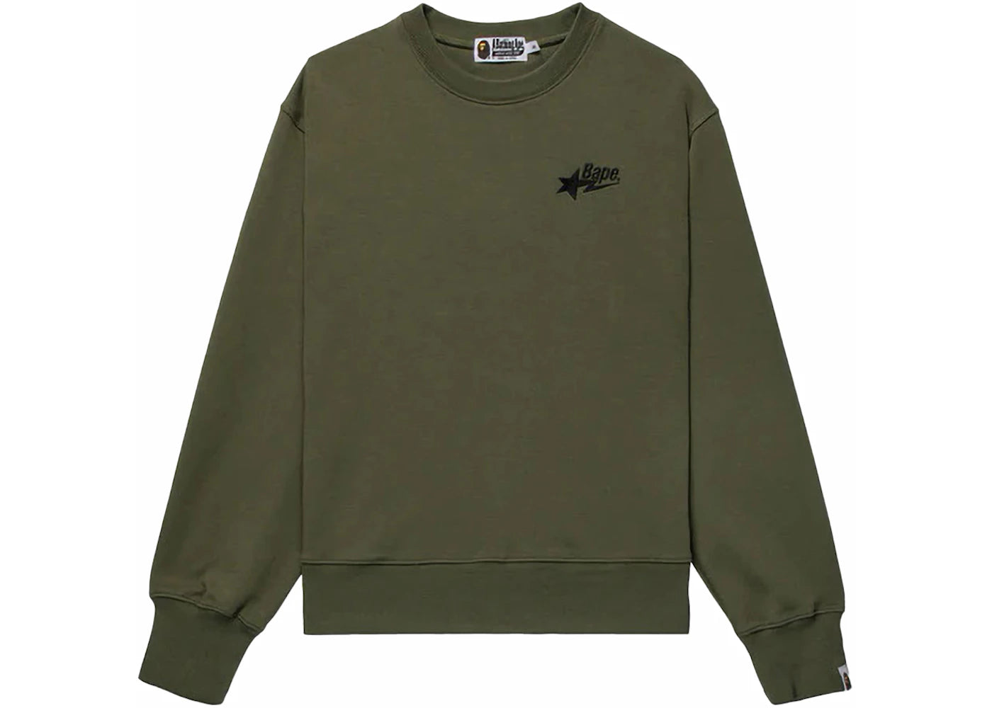 BAPE A Bathing Ape Bape Sta Logo Relaxed Fit Crewneck Olive