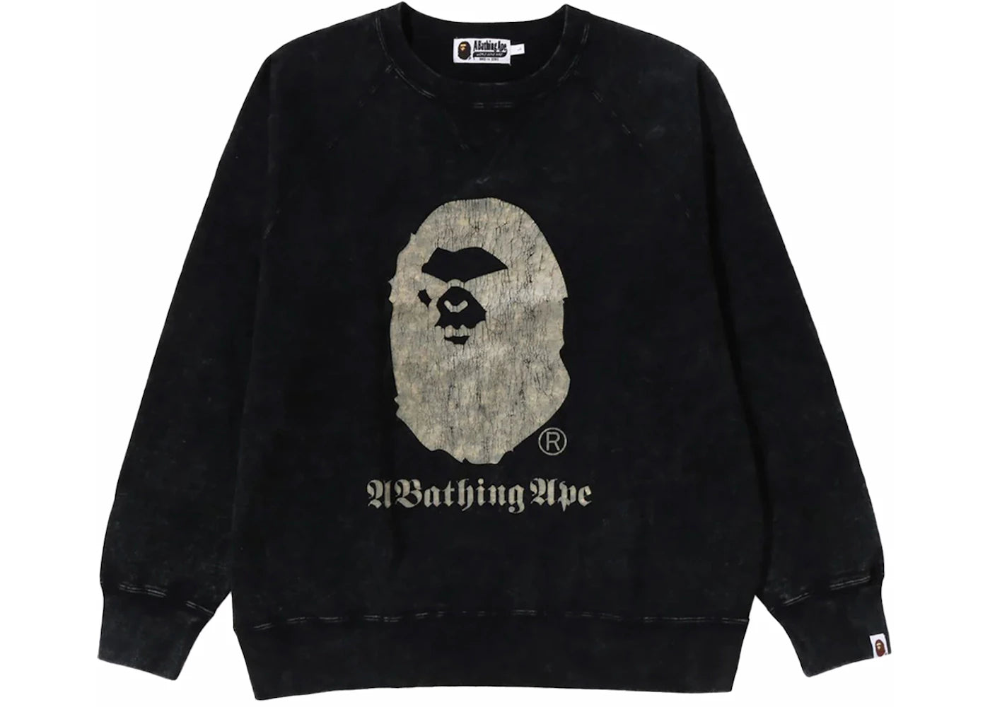 BAPE A Bathing Ape Overdye Relaxed Fit Crewneck Black