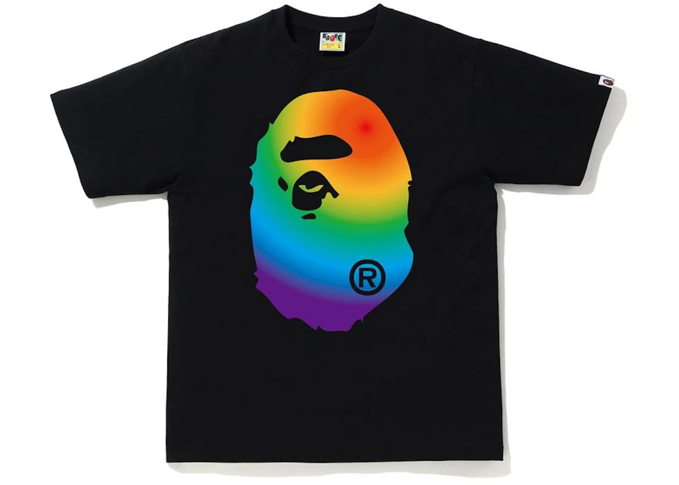 BAPE A Bathing Ape Rainbow Big Ape Head Tee Black