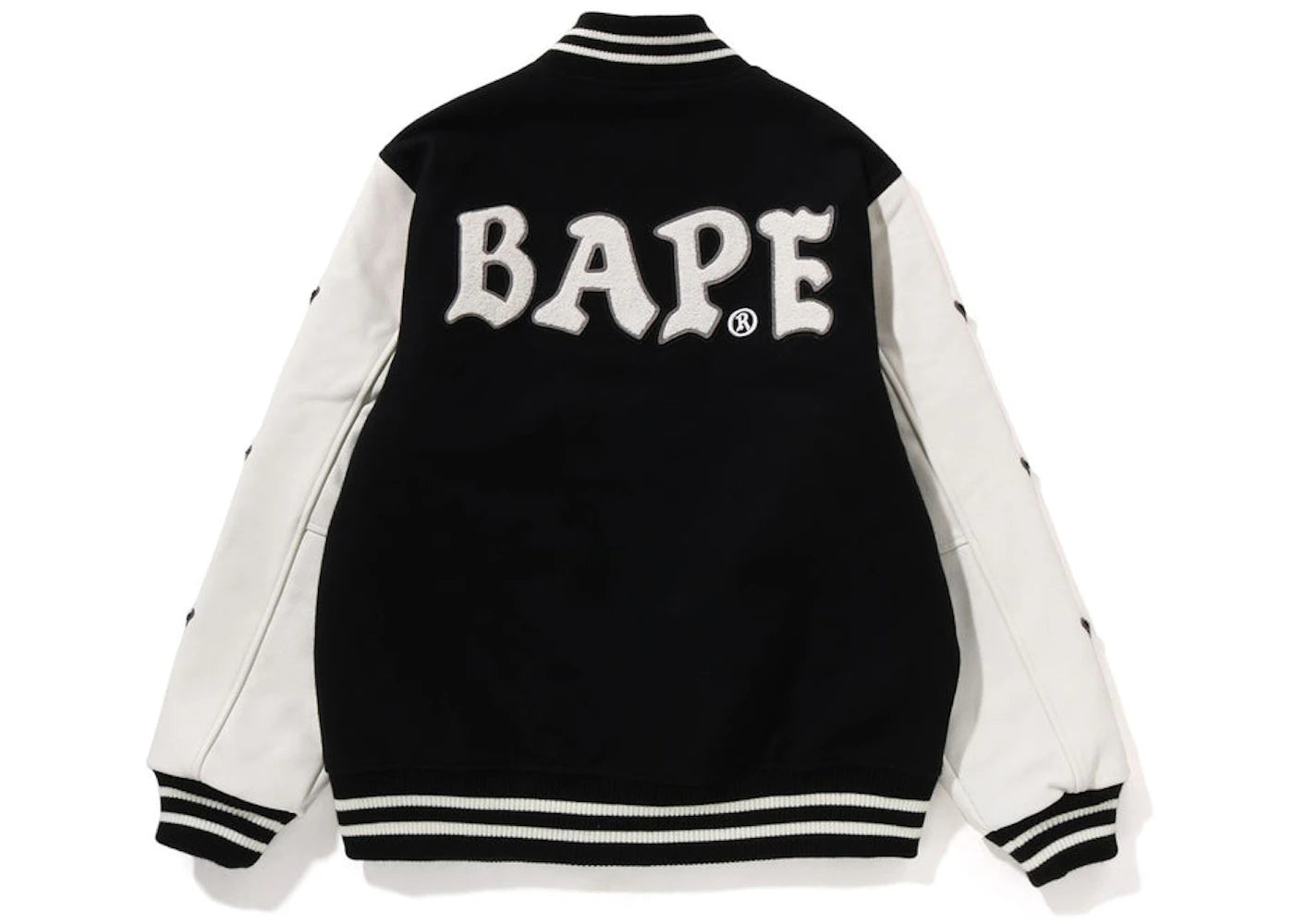 BAPE A Bathing Ape Relaxed Fit Varsity Jacket Black