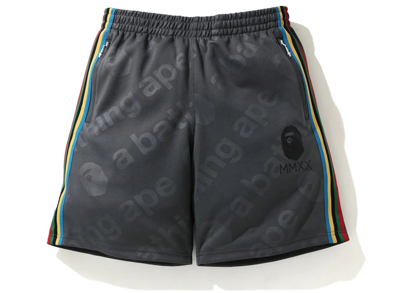 BAPE A Bathing Ape Side Tape Jersey Shorts Grey