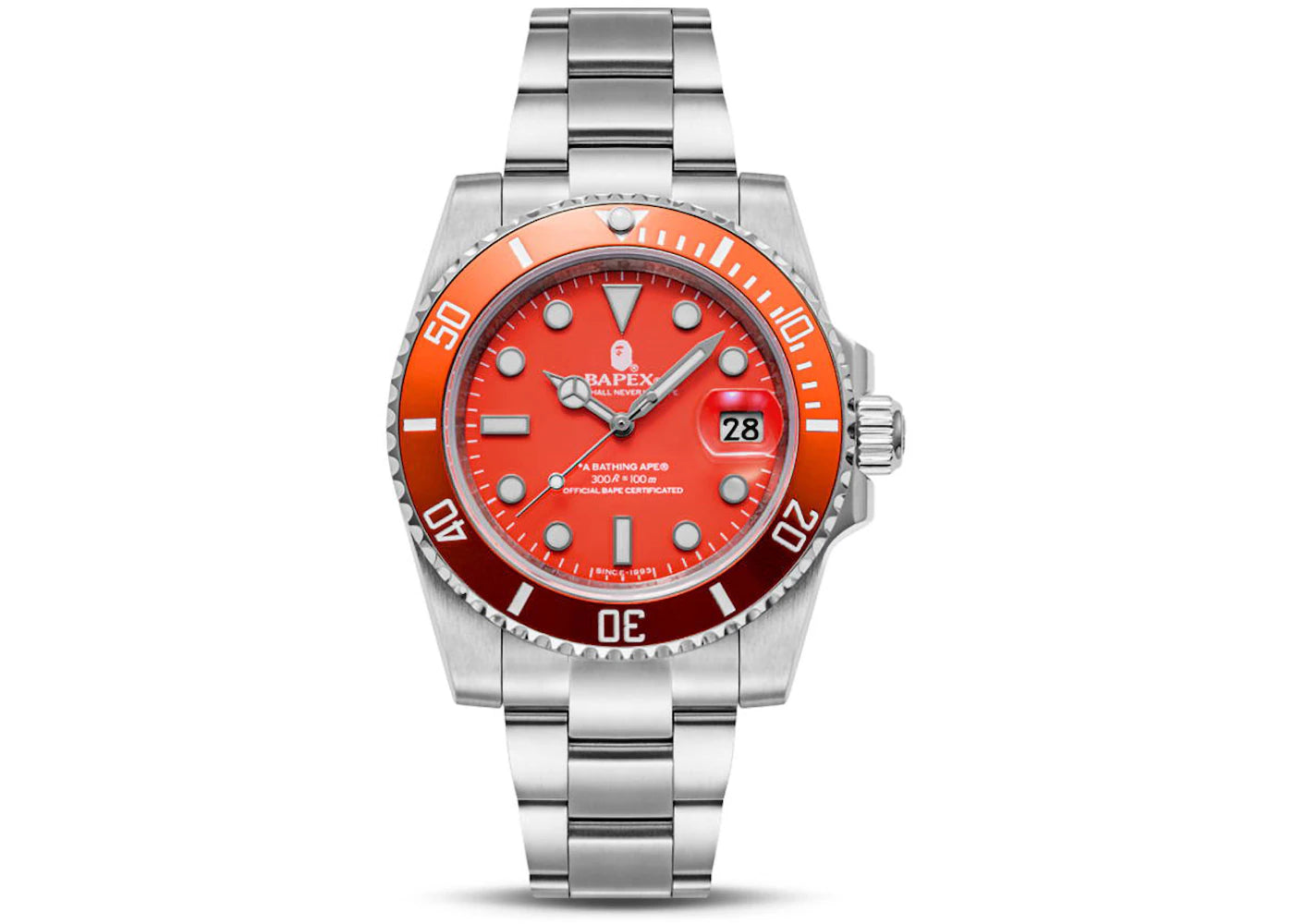 BAPE A Bathing Ape Type 1 Bapex Watch (2022) Orange Silver