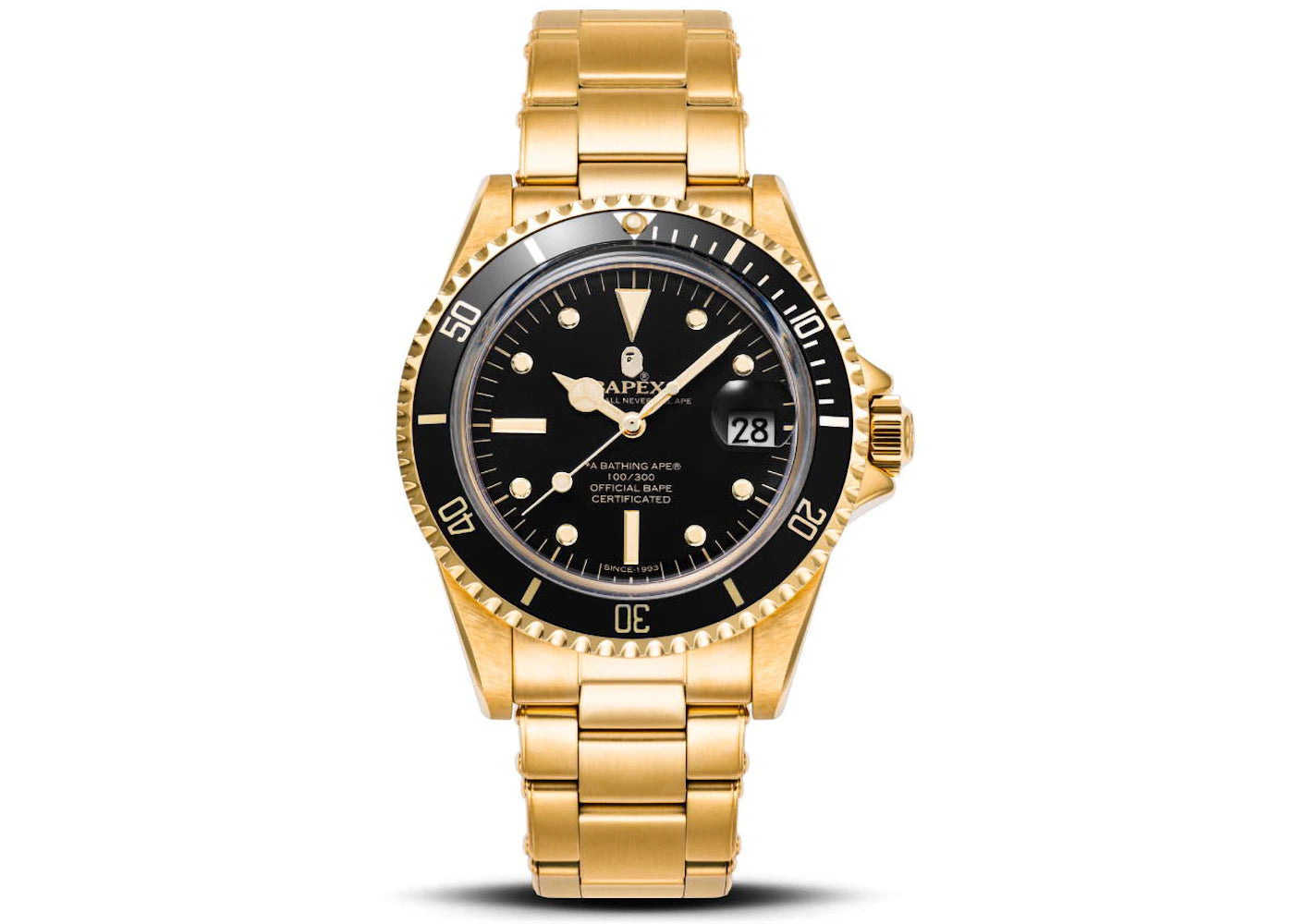 BAPE A Bathing Ape Type 1 Bapex Watch Gold Black