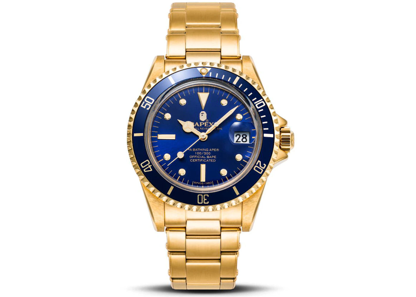 BAPE A Bathing Ape Type 1 Bapex Watch Gold Blue