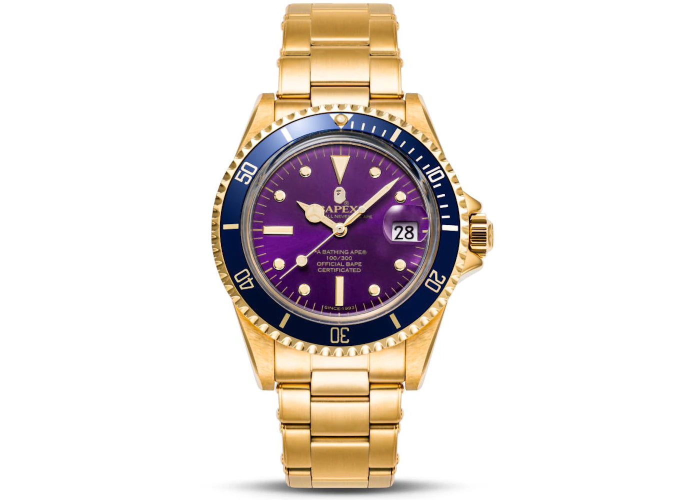 BAPE A Bathing Ape Type 1 Bapex Watch Gold Purple