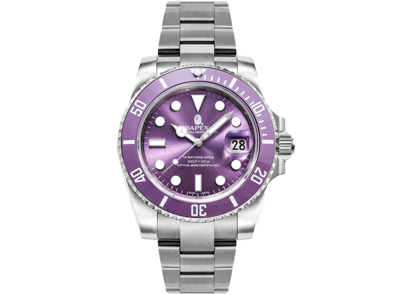 BAPE A Bathing Ape Type 1 Bapex Watch Silver/Purple