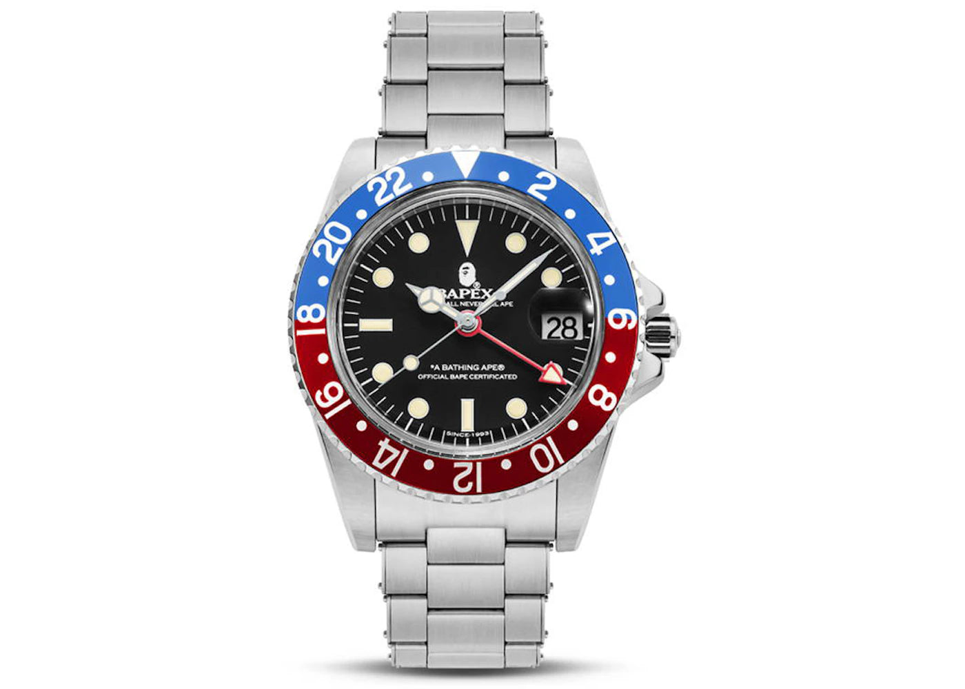 BAPE A Bathing Ape Type 2 Bapex Watch Silver/Red/Blue