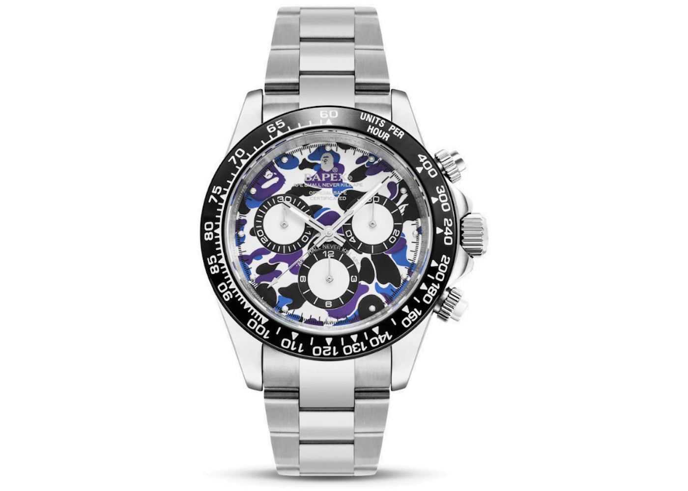 BAPE A Bathing Ape Type 4 Bapex Hong Kong 16th Anniversary Watch Silver/Purple/Blue