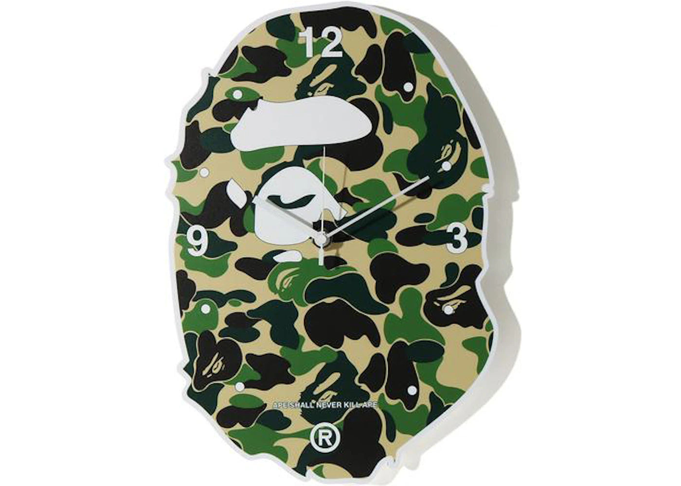 BAPE ABC Camo Ape Head Wall Clock Green