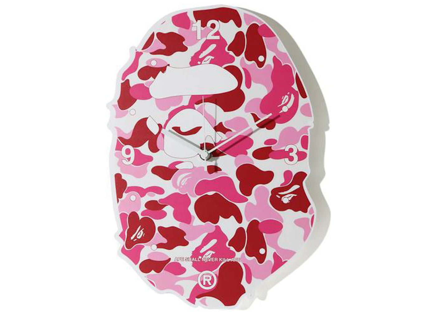 BAPE ABC Camo Ape Head Wall Clock Pink